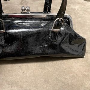 Sourpuss Women's Kisslock Black Glitter Retro Purse Vinyl Pre-owned